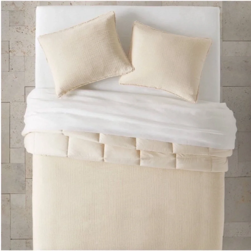 NWT King Textured Chambray Comforter & Sham Set Natural - Casaluna